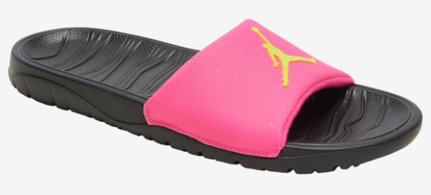 JORDAN BREAK SLIDE SANDALS Black Pink Yellow - Click Image to Close